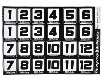 Race Number Decal Sheet
