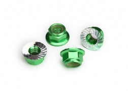 5mm Flanged Serrated Nylon Nuts (Green)