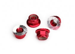 5mm Flanged Serrated Nylon Nuts (Red)