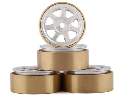 SCX24 Alum/Brass Wheel Set (Silver)